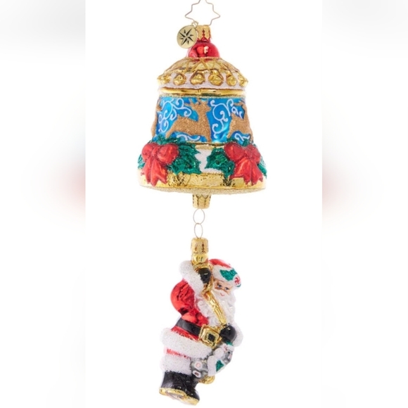 Christopher Radko Swinging Santa Glass  Handpainted Ornament, 8.75", NEW w/Tag! - Picture 1 of 2